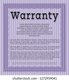 Violet Warranty Certificate template. With complex linear background. Elegant design. Vector illustration. 