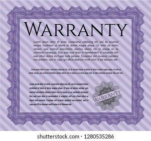 Violet Warranty Certificate template. Complex background. Vector illustration. Modern design. 