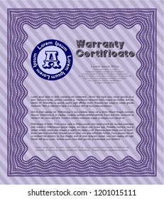  Violet Warranty Certificate template. Customizable, Easy to edit and change colors. Easy to print. Beauty design. 
