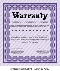 Violet Warranty Certificate template. Customizable, Easy to edit and change colors. Easy to print. Excellent design. 