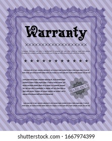 Violet Warranty Certificate template. Customizable, Easy to edit and change colors. With complex linear background. Cordial design. 
