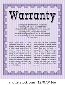 Violet Warranty Certificate template. Easy to print. Detailed. Sophisticated design. 