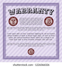 Violet Warranty Certificate template. With linear background. Retro design. Customizable, Easy to edit and change colors. 