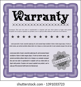 Violet Warranty Certificate template. Lovely design. With linear background. Customizable, Easy to edit and change colors. 