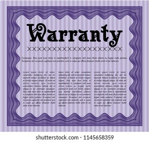 Violet Warranty Certificate template. Retro design. With complex background. Detailed. 