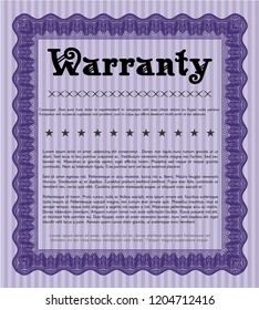 Violet Warranty Certificate template. Retro design. Printer friendly. Customizable, Easy to edit and change colors. 