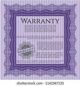 Violet Warranty Certificate template. Vector illustration. With quality background. Cordial design. 