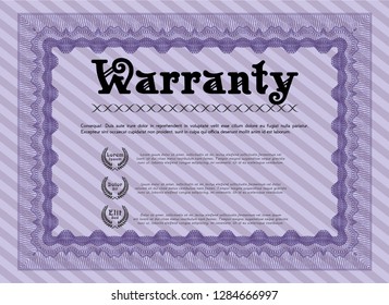 Violet Warranty. With complex background. Customizable, Easy to edit and change colors. Lovely design. 