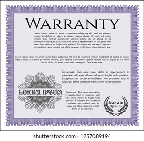 Violet Warranty. Complex background. Modern design. Detailed. 