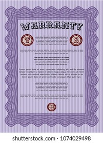 Violet Warranty. With complex background. Money style design. Customizable, Easy to edit and change colors. 