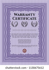 Violet Warranty. With complex background. Money design. Customizable, Easy to edit and change colors. 
