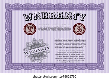 Violet Warranty. With complex background. Superior design. Vector illustration. 