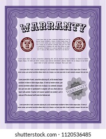 Violet Warranty. With complex linear background. Lovely design. Customizable, Easy to edit and change colors. 