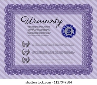 Violet Warranty. With complex linear background. Perfect design. Vector illustration. 