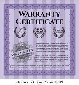 Violet Warranty. With complex linear background. Perfect design. Customizable, Easy to edit and change colors. 