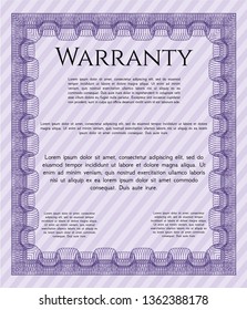 Violet Warranty. With complex linear background. Cordial design. Vector illustration. 