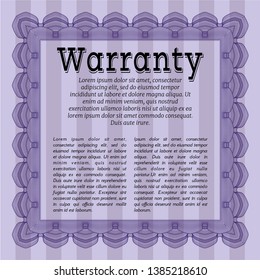 Violet Warranty. With complex linear background. Good design. Customizable, Easy to edit and change colors. 
