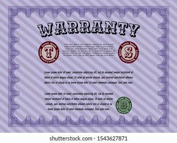 Violet Warranty. Cordial design. Customizable, Easy to edit and change colors. With background. 