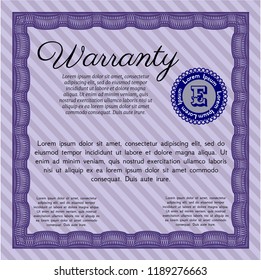 Violet Warranty. Customizable, Easy to edit and change colors. With background. Retro design. 