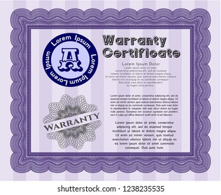 Violet Warranty. Customizable, Easy to edit and change colors. With linear background. Money style design. 