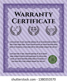 Violet Warranty. Customizable, Easy to edit and change colors. Complex background. Money style design. 