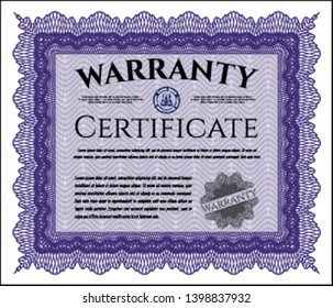 Violet Warranty. Customizable, Easy to edit and change colors. With guilloche pattern. Nice design. 