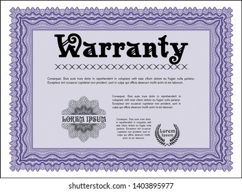 Violet Warranty. Customizable, Easy to edit and change colors. With background. Perfect design. 