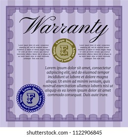 Violet Warranty. Detailed. With background. Excellent design. 