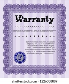 Violet Warranty. Detailed. Complex background. Superior design. 