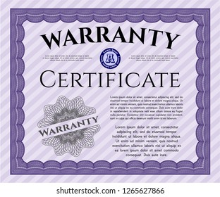 Violet Warranty. Detailed. With complex background. Cordial design. 