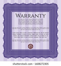 Violet Warranty. Detailed. Complex background. Modern design. 