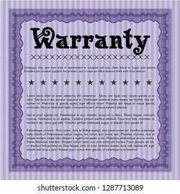 Violet Warranty. Detailed. With guilloche pattern and background. Money Pattern design. 