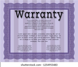 Violet Warranty. Detailed. With linear background. Excellent design. 