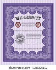  Violet Warranty. Easy to print. Vector illustration. Good design. 