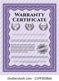 Violet Warranty. Easy to print. Vector illustration. Money design. 