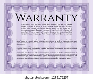 Violet Warranty. Easy to print. Vector illustration. Cordial design. 