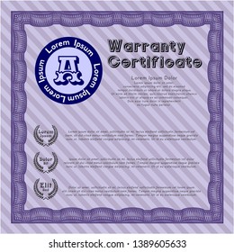 Violet Warranty. Easy to print. Vector illustration. Perfect design. 