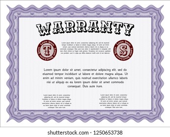 Violet Warranty. Elegant design. Detailed. Complex background. 
