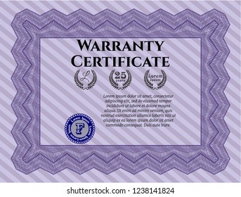 Violet Warranty. Elegant design. Vector illustration. Printer friendly. 