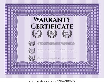 Violet Warranty. Elegant design. Vector illustration. Complex background. 