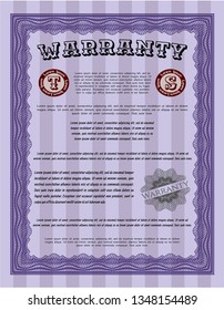 Violet Warranty. Good design. With background. Customizable, Easy to edit and change colors. 