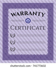 Violet Warranty. Good design. Detailed. Complex background. 