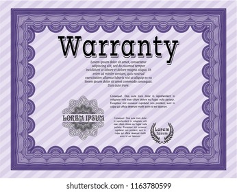 Violet Warranty. With great quality guilloche pattern. Money Pattern. Detailed. 