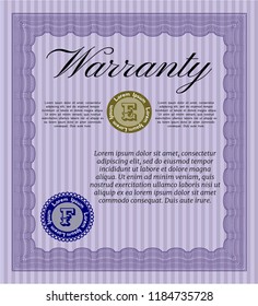 Violet Warranty. With great quality guilloche pattern. Money style design. Customizable, Easy to edit and change colors. 