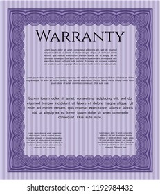 Violet Warranty. With guilloche pattern and background. Money Pattern design. Detailed. 