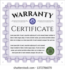 Violet Warranty. With guilloche pattern and background. Customizable, Easy to edit and change colors. Modern design. 