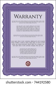 Violet Warranty. With guilloche pattern and background. Customizable, Easy to edit and change colors. Excellent design. 