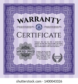 Violet Warranty. With linear background. Customizable, Easy to edit and change colors. Money design. 