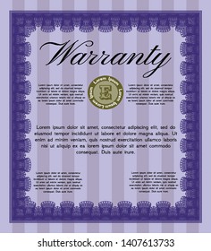 Violet Warranty. With linear background. Excellent design. Vector illustration. 