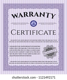 Violet Warranty. Modern design. With background. Vector illustration. 